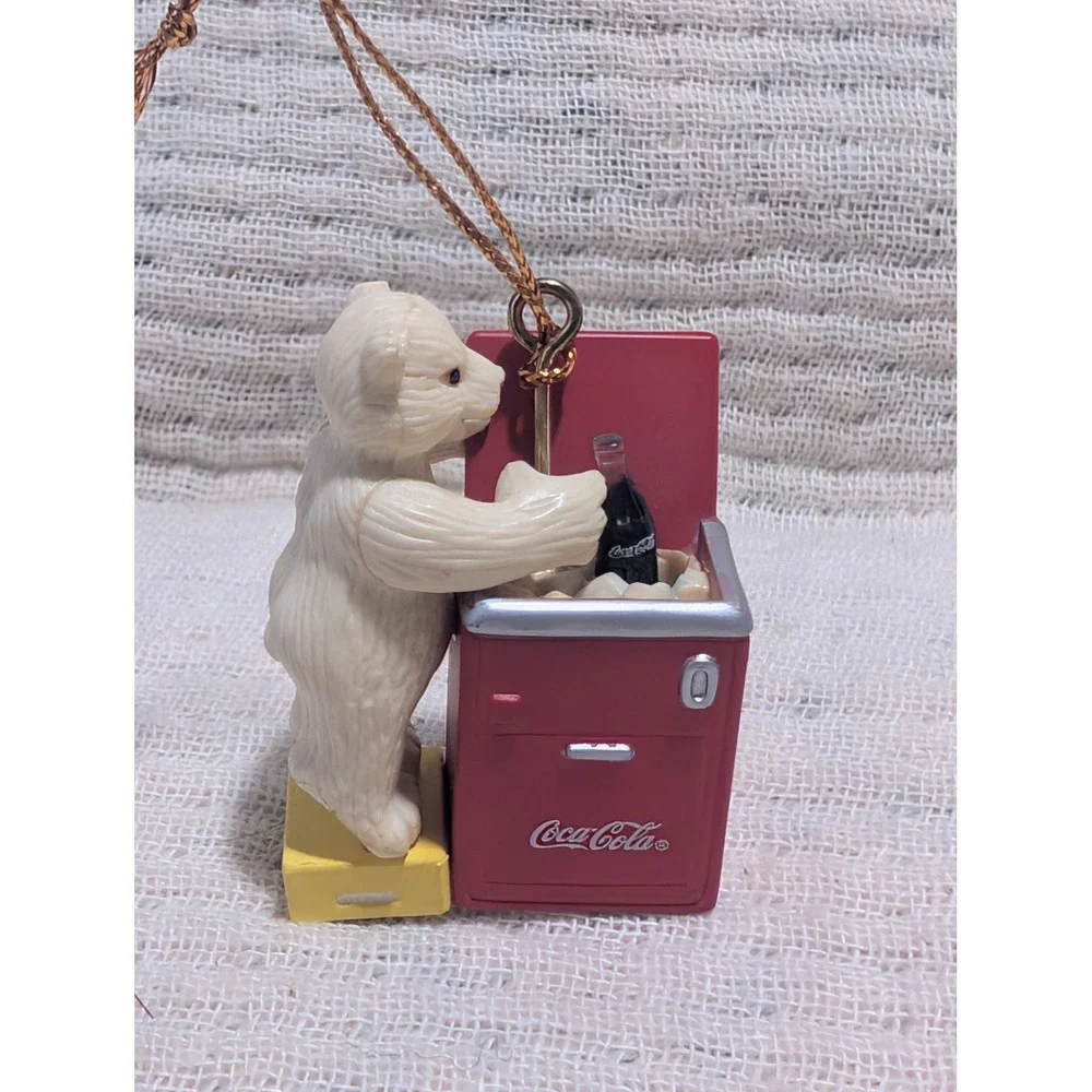 Vintage Coca Cola Polar Bear Ornaments Set 1998 2000 Christmas Decorations